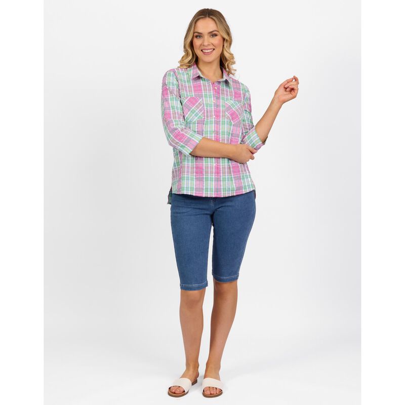 Vassalli Button Front Shirt With Tab Sleeve image number 3